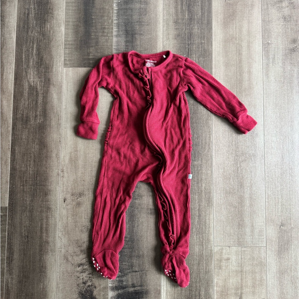 Posh Peanut Red Ribbed Zipper Sleeper | 18–24 Months